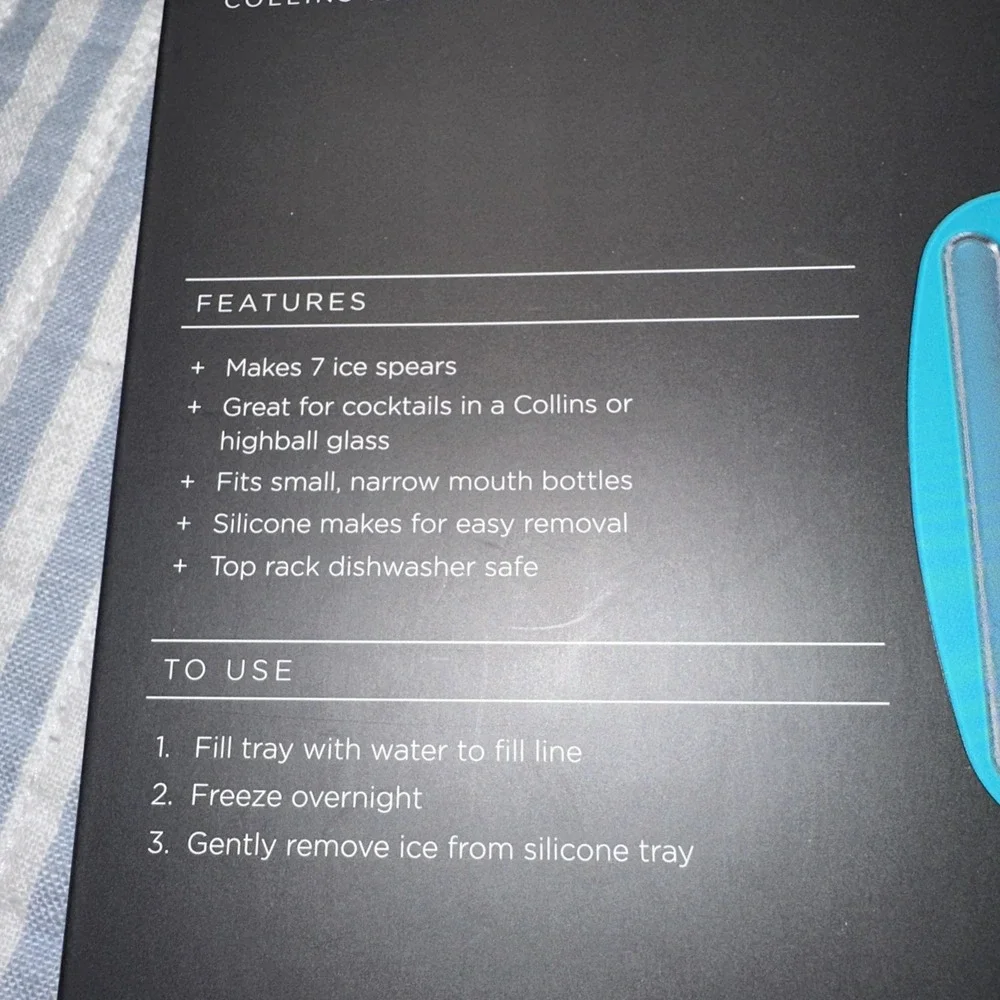 Houdini Blue‎ Silicone Collins Ice Tray, 7 Ice Spears